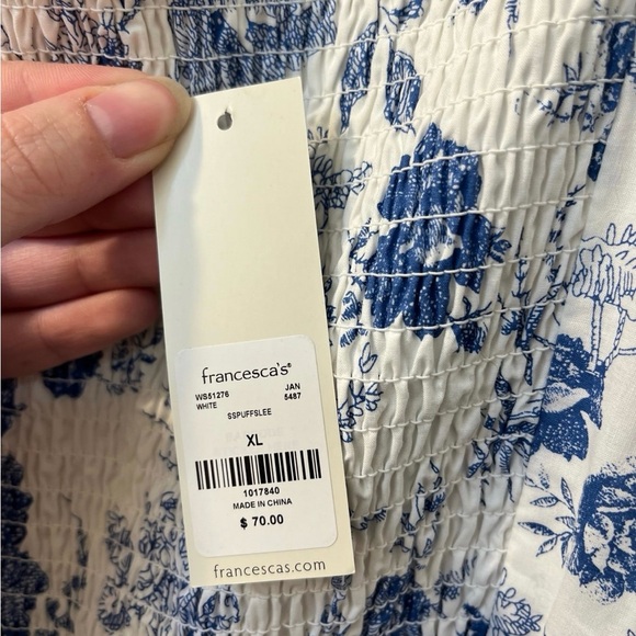 Blue and White Floral Jumpsuit - Picture 3 of 5